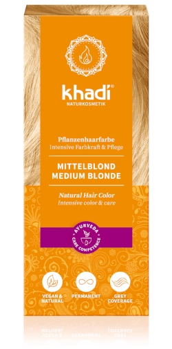 Khadi rastlinná farba na vlasy Stredný Blond 100g