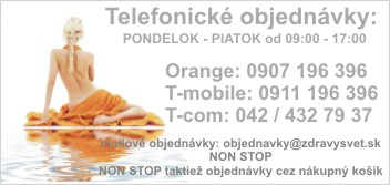 Telefonické objednávky príjmame od PONDELKA DO PIATKU v čase od 09:00 do 17:00 na telefónnych číslach:
 
 ORANGE: 0907 196 396
 
 T-mobile:...