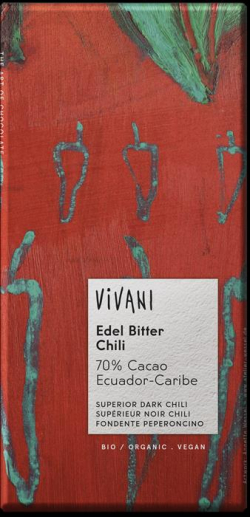 Prémiová 70% horká čokoláda s chilli 100g Vivani
