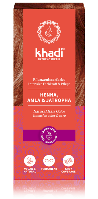 Khadi rastlinná farba na vlasy HENNA & AMLA & JATROPHA 100g